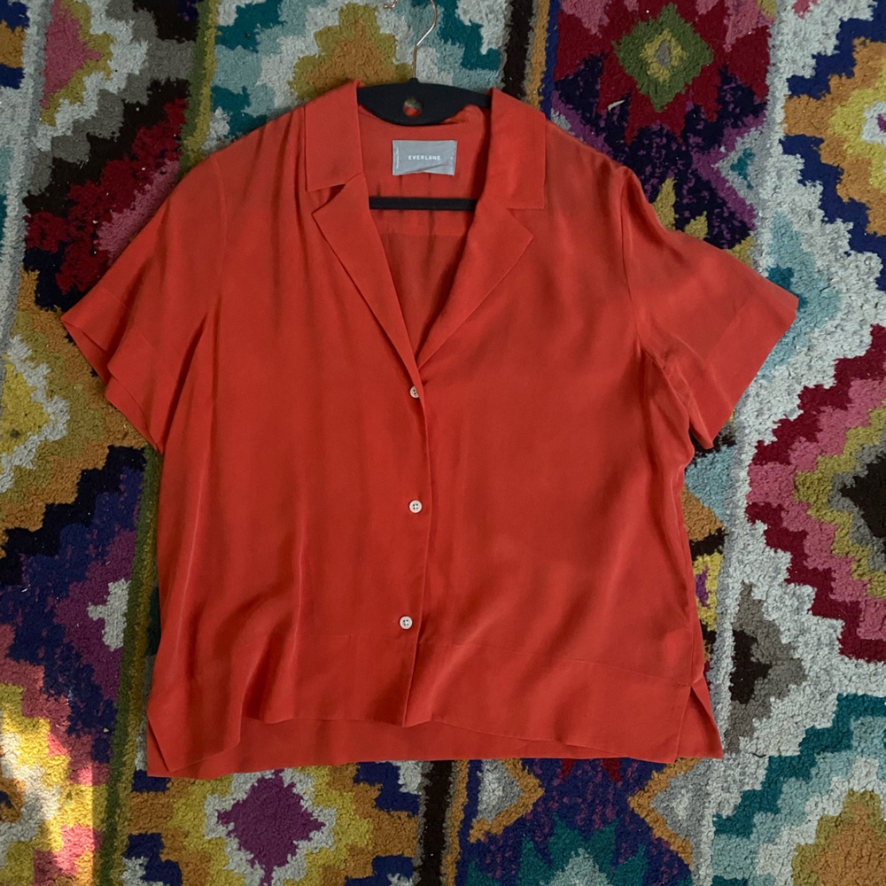 Everlane Clean Silk Notched Blouse EUC